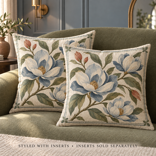 Dwellvero Sage Green Wildflower Pillow Covers – Set of 2, 18 × 18 in