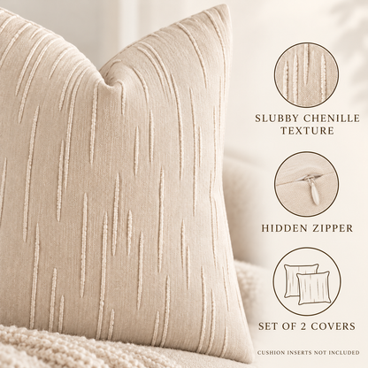 Dwellvero Slubby Chenille Cushion Covers – Set of 2