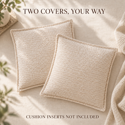 Dwellvero Textured Chenille Cushion Covers with Flange Edge – Set of 2