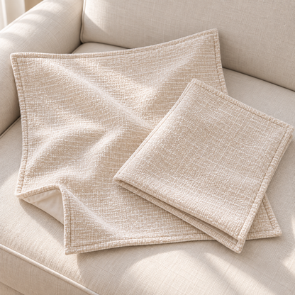Dwellvero Textured Chenille Cushion Covers with Flange Edge – Set of 2