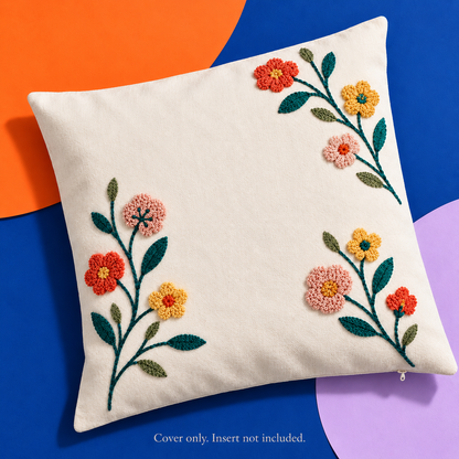 Dwellvero Petite Bloom Embroidered Pillow Cover | 18 × 18 in