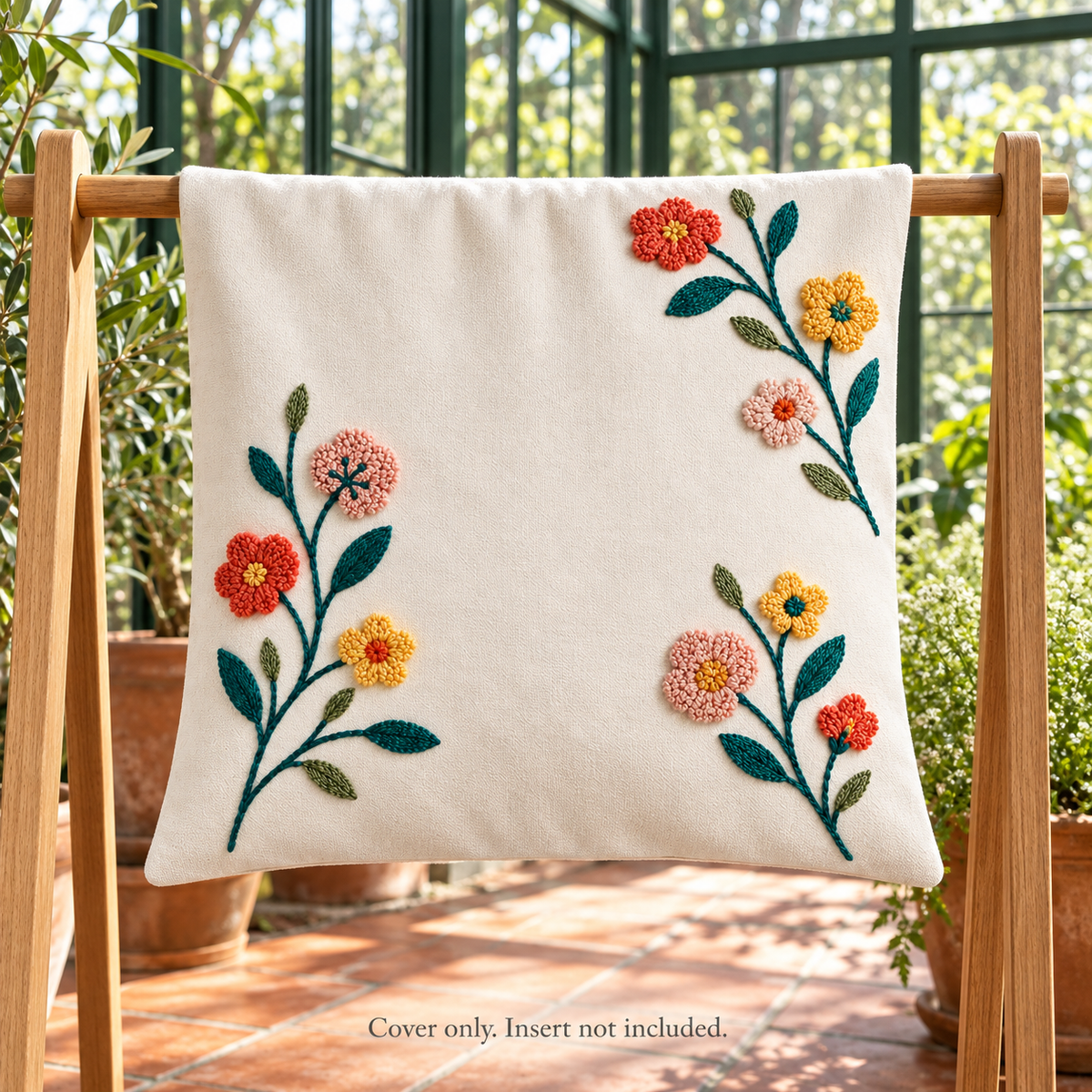 Dwellvero Petite Bloom Embroidered Pillow Cover | 18 × 18 in